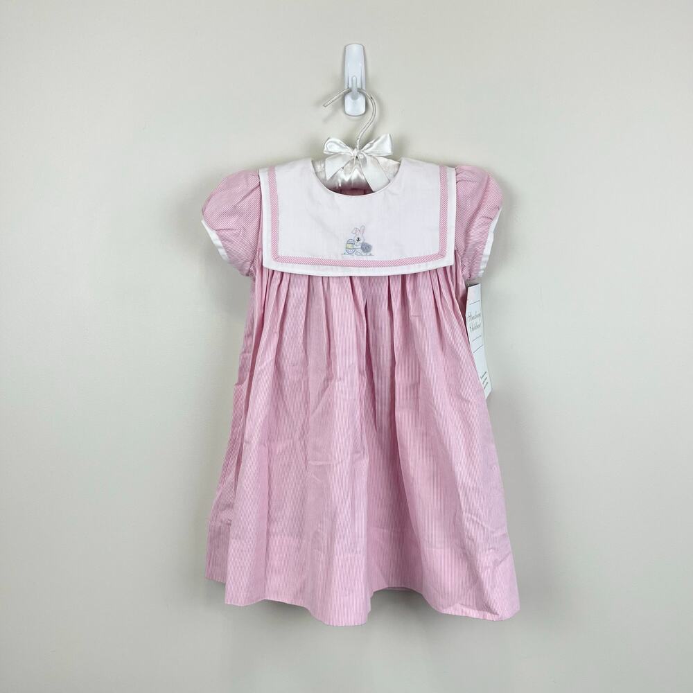Strasburg Bunny Embroidered Square Collar Dress 18 Months NWT
